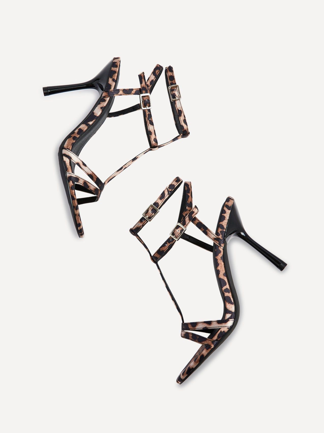 Linzi Jada Leopard Print T-Bar Strappy Stiletto Heels image 5