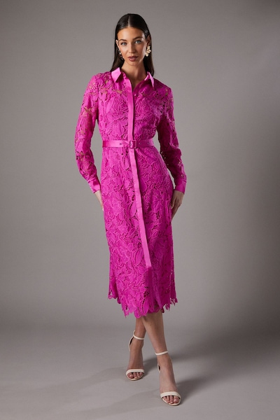 Coast Lace Shirt Dress Magenta