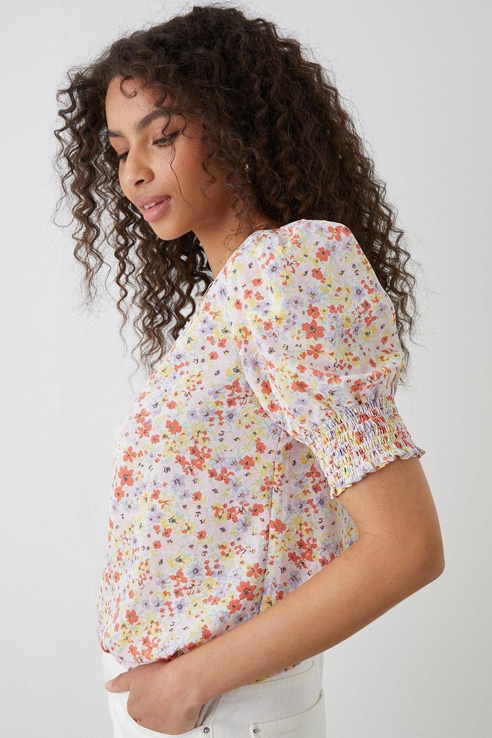 Dorothy Perkins Multi Ditsy Shirred Hem Blouse Multi image 2