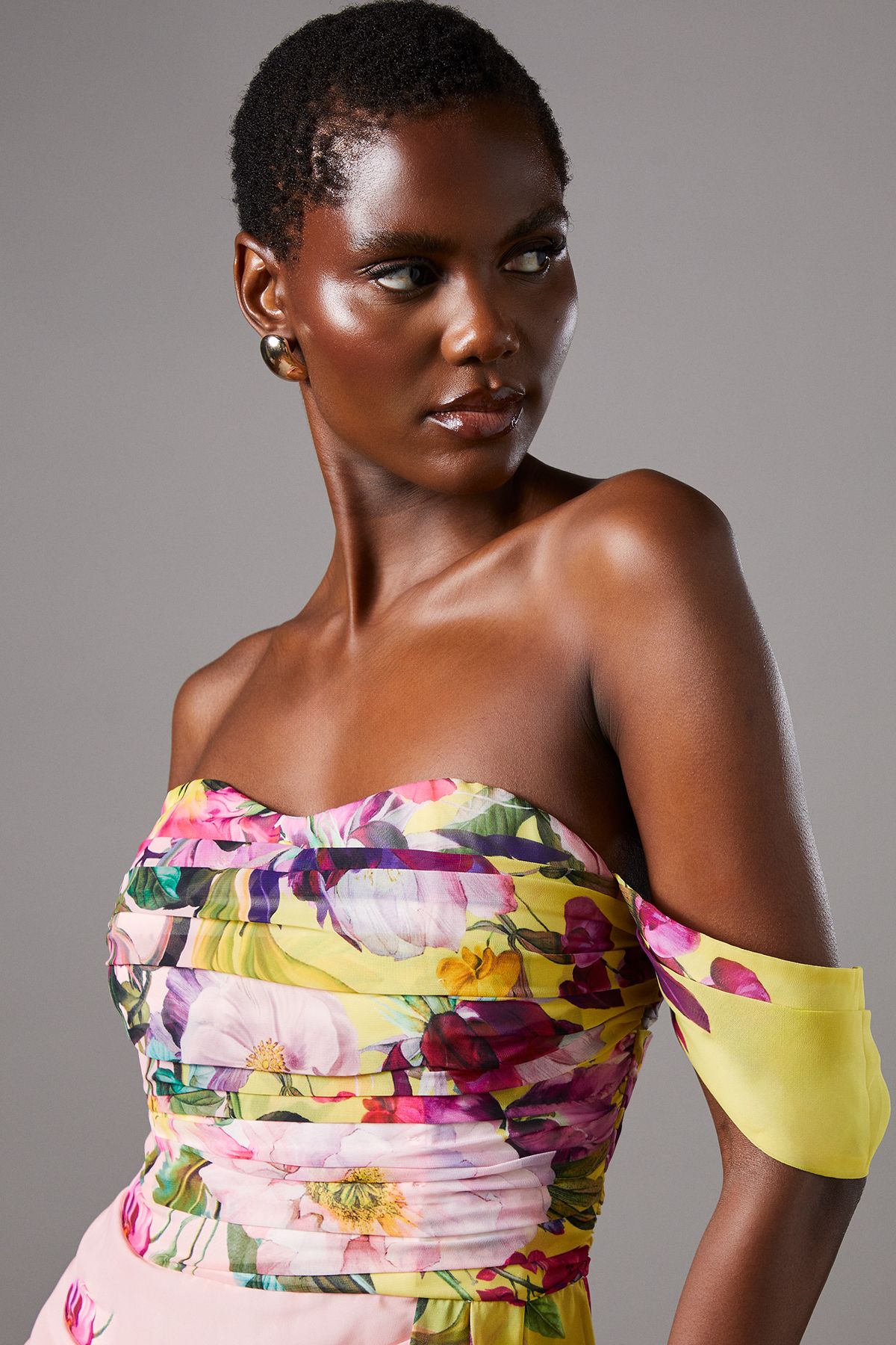 Coast Off The Shoulder Drape Chiffon Dress Yellow image 4