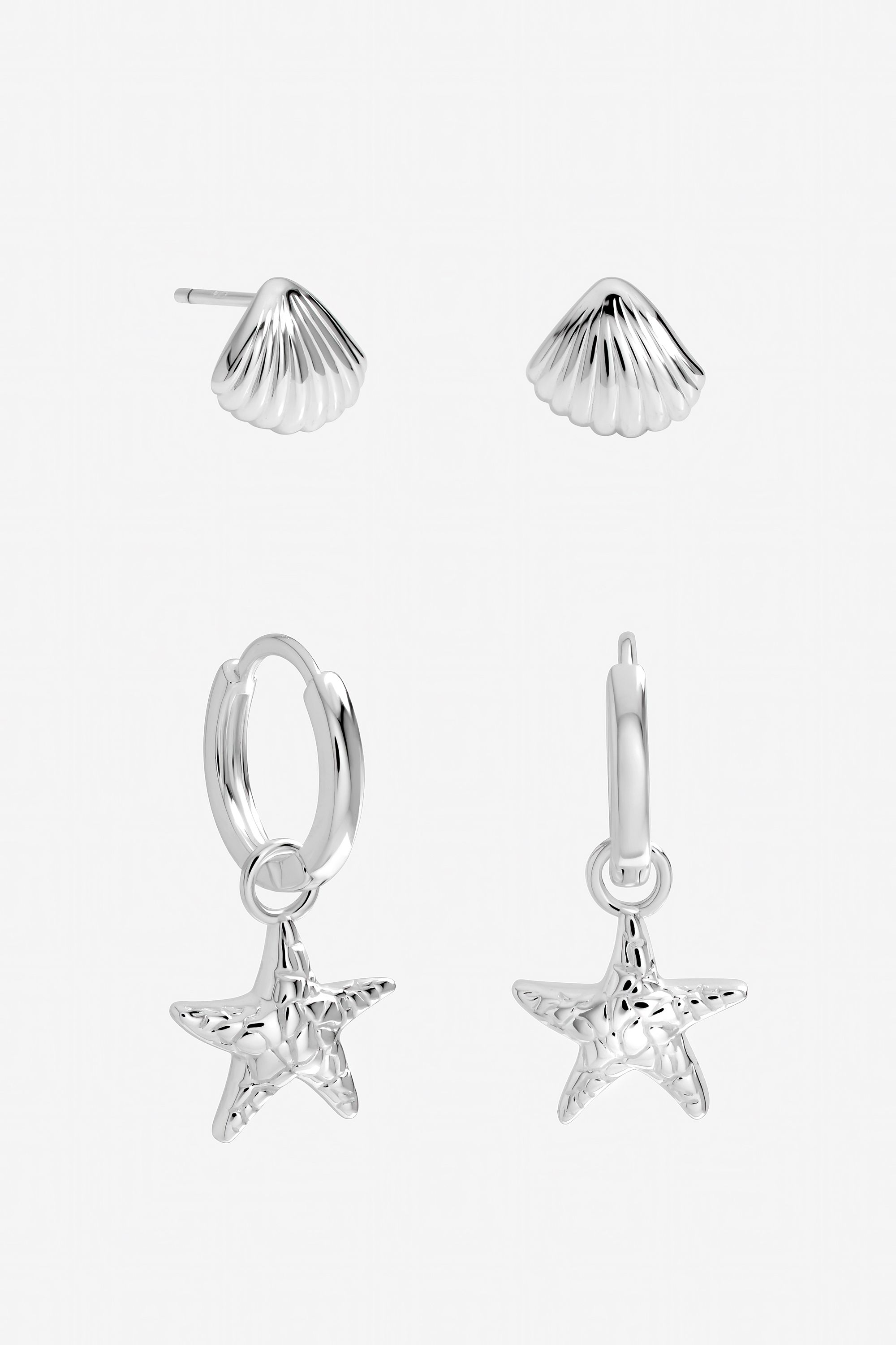 Inicio Sterling Silver Plated Starfish Earrings - Pack of 2