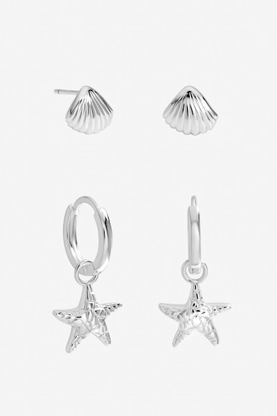 Inicio Sterling Silver Plated Starfish Earrings - Pack of 2