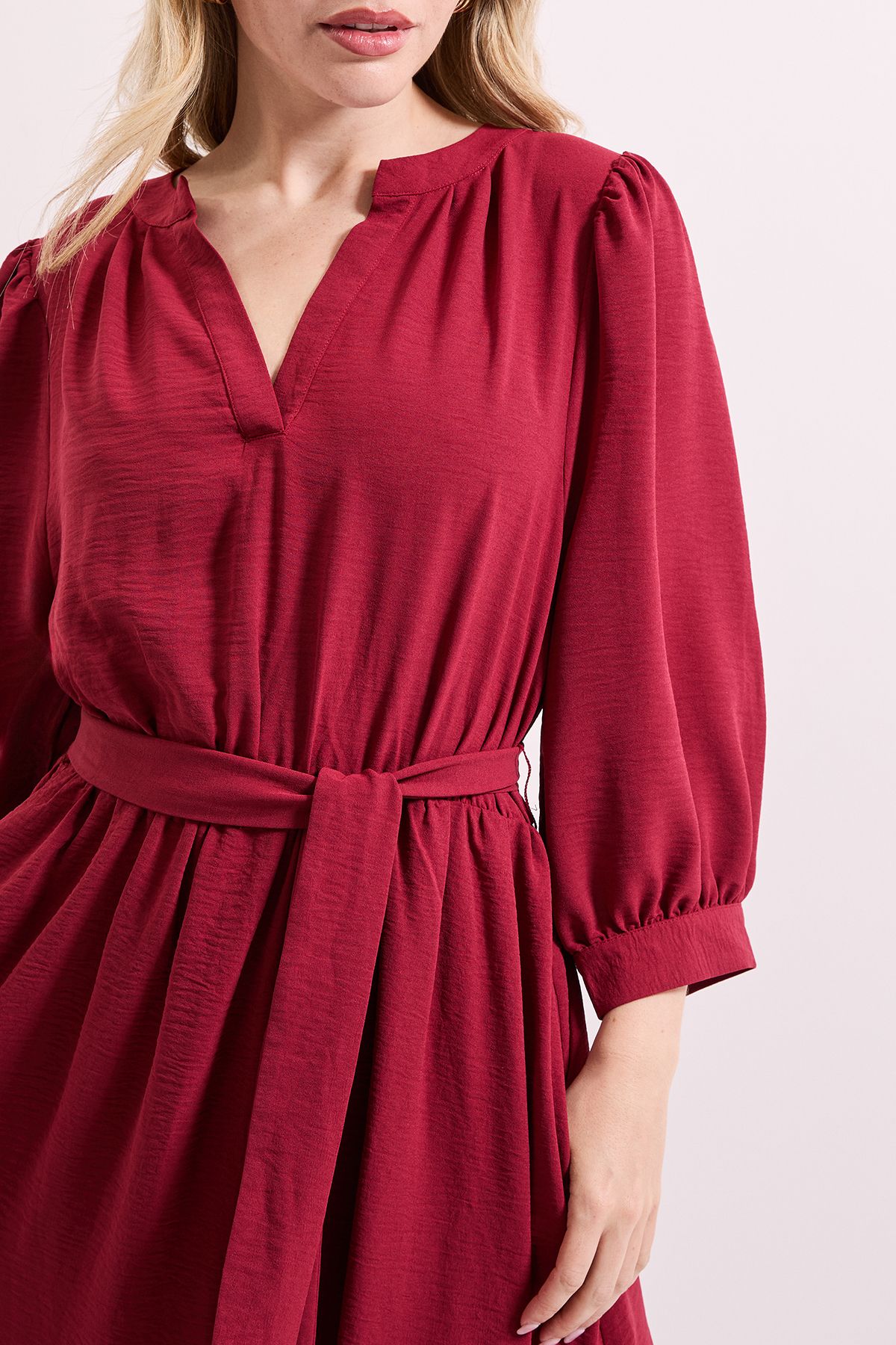 Dorothy Perkins Overhead Belted Puff Sleeve Midi Dress Terracotta image 5