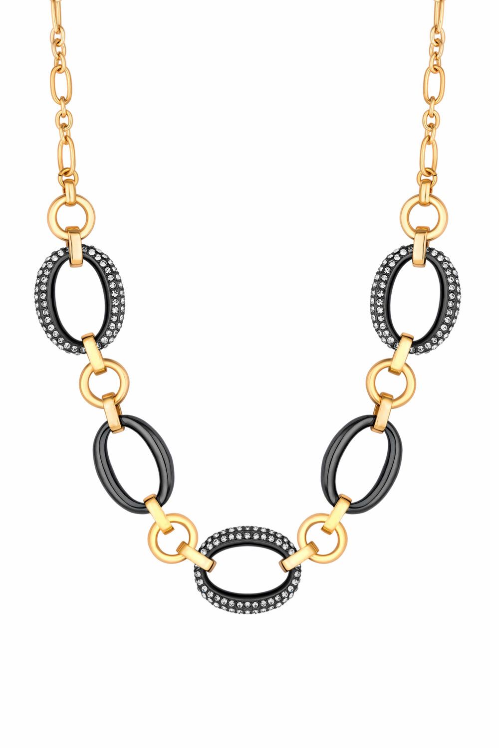 Mood Two Tone Crystal And Polished Link Short Necklace image 1