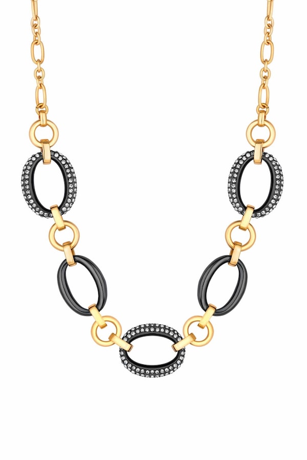 Mood Two Tone Crystal And Polished Link Short Necklace