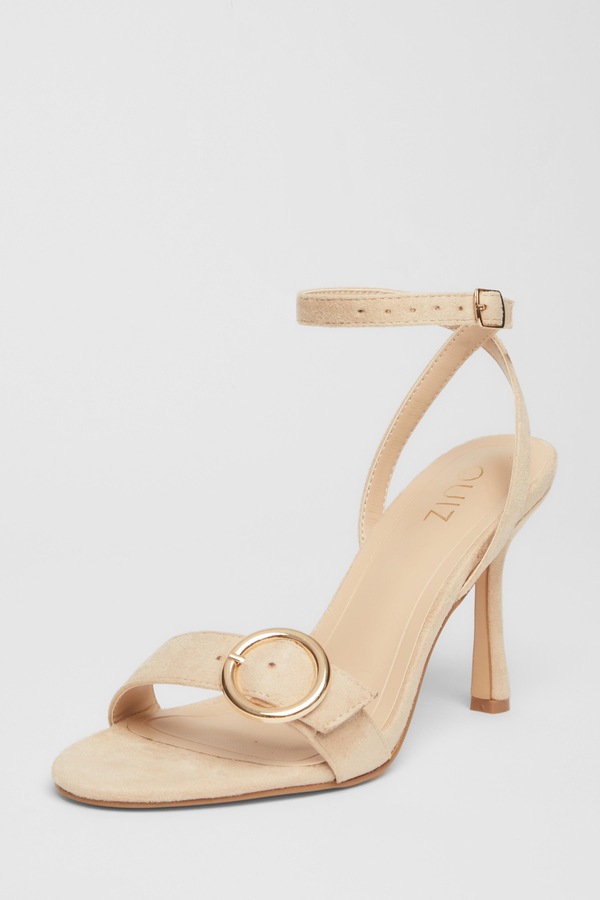 Quiz Nude Buckle Front Heels
