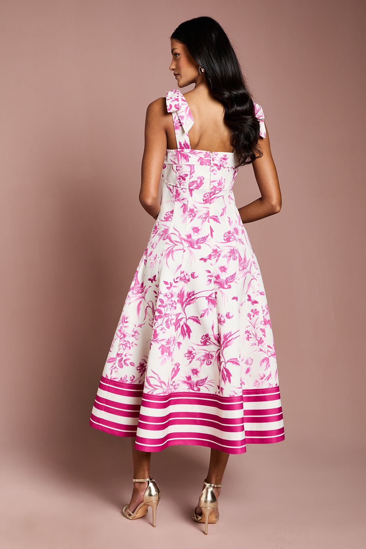 Coast Petite Cotton Twill Panelled Fit And Flare Midi Dress Ivory image 3