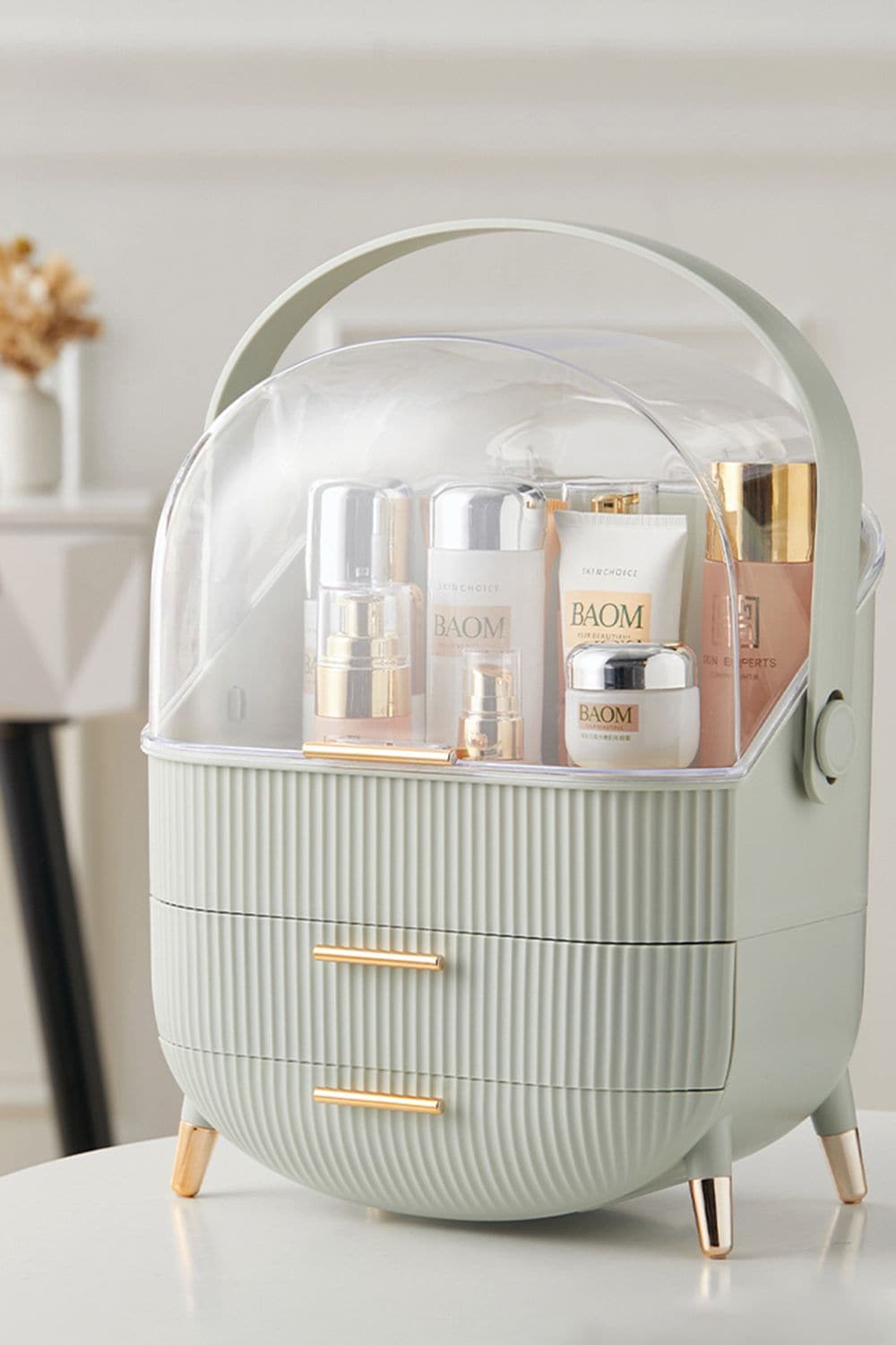 Living and Home Cosmetic Organizer Skincare Display Box With 2 Layers Of Storage Boxes And Transparent Lid image 1