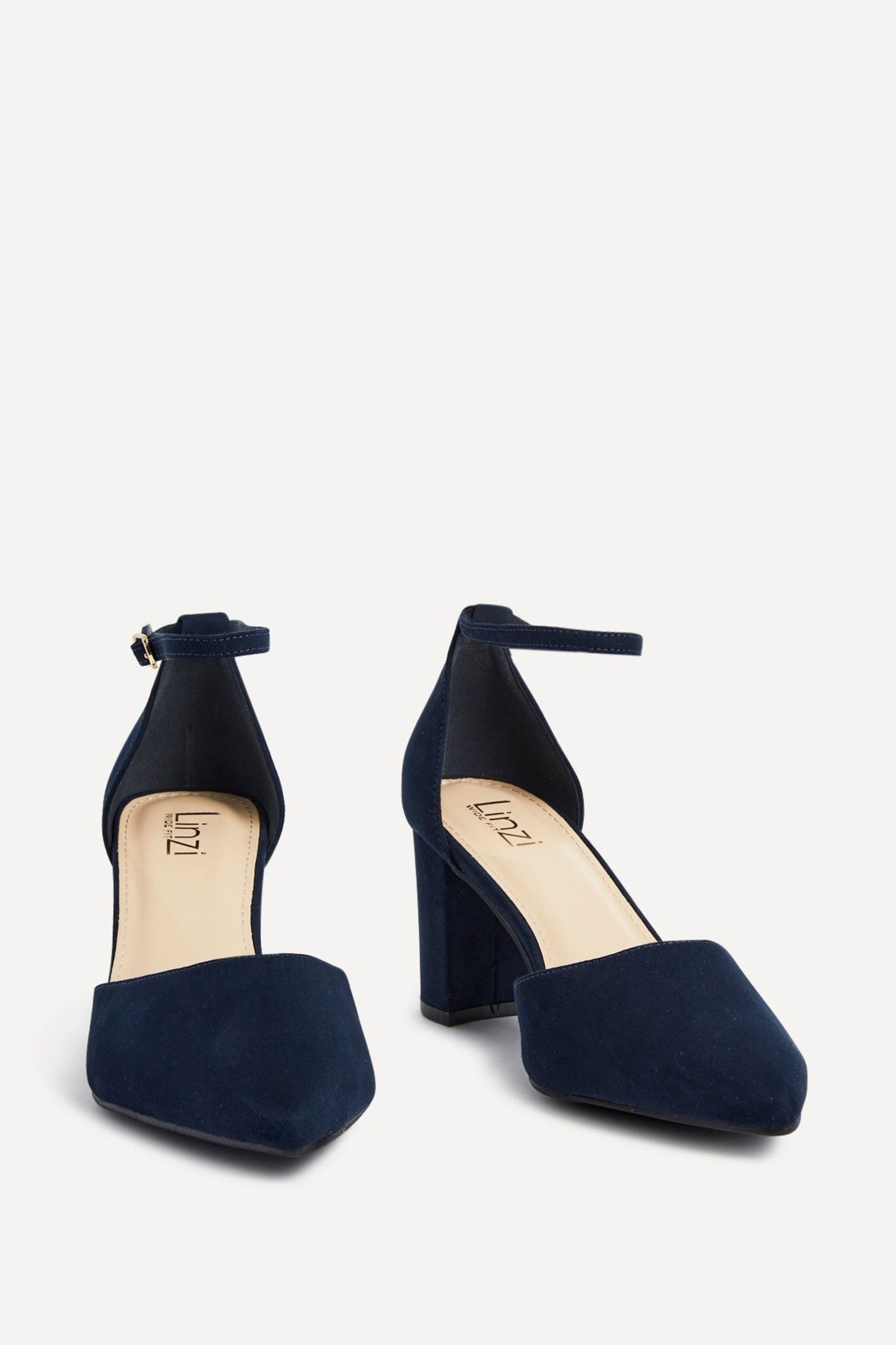 Linzi Audley Wide Fit Navy Faux Suede Court Shoe image 3