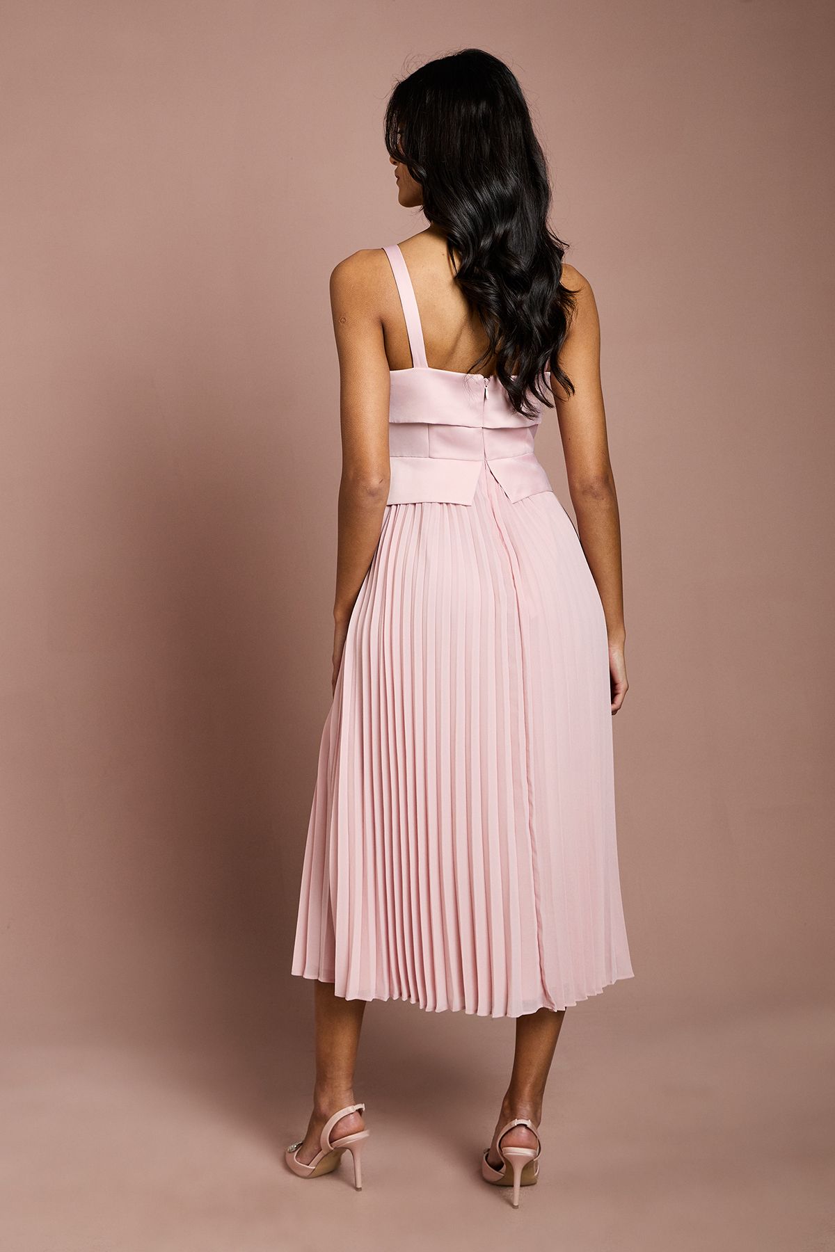Coast Petite Square Neck Midi Dress Blush image 3