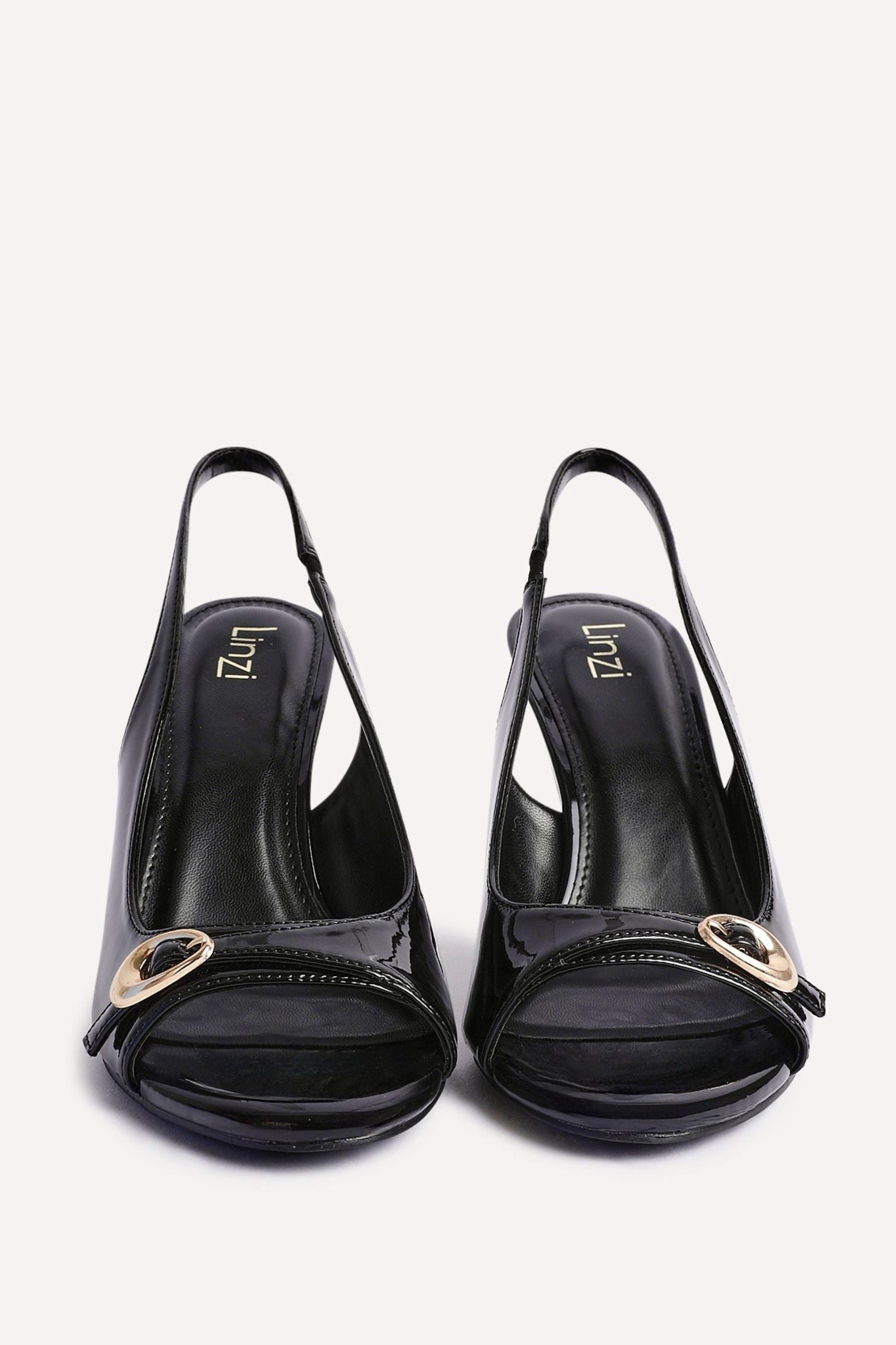 Linzi Potion Black Faux Patent Leather Peep Toe Heel image 3