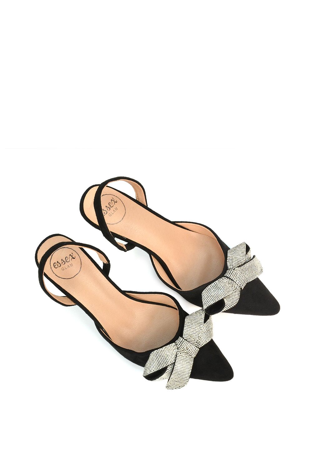 XY London 'Victoria' Diamante Bow Stiletto Slingback High Heel Shoes image 6