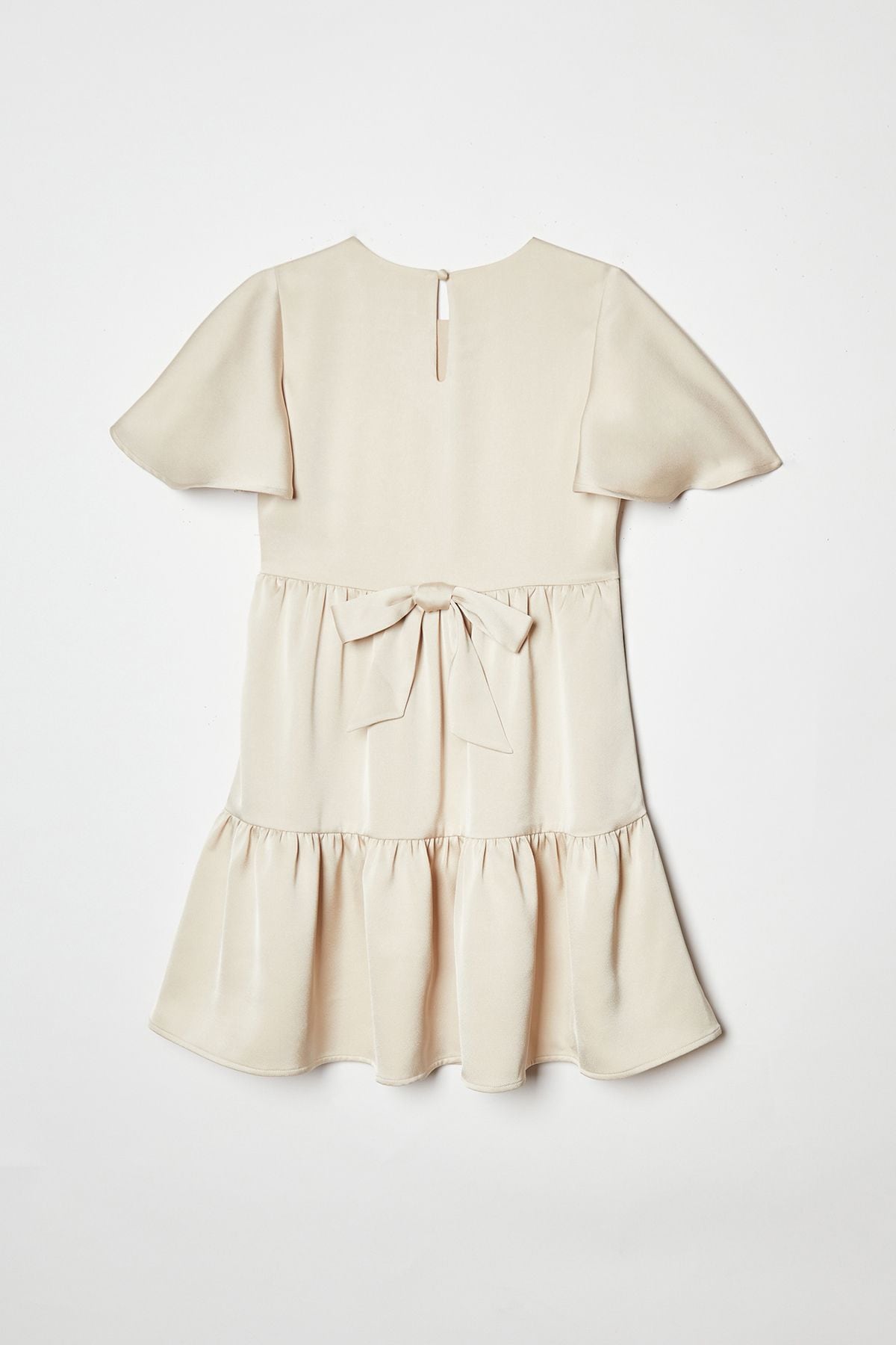 Coast Girls Satin Back Crepe Tiered Angel Sleeve Dress Champagne image 6