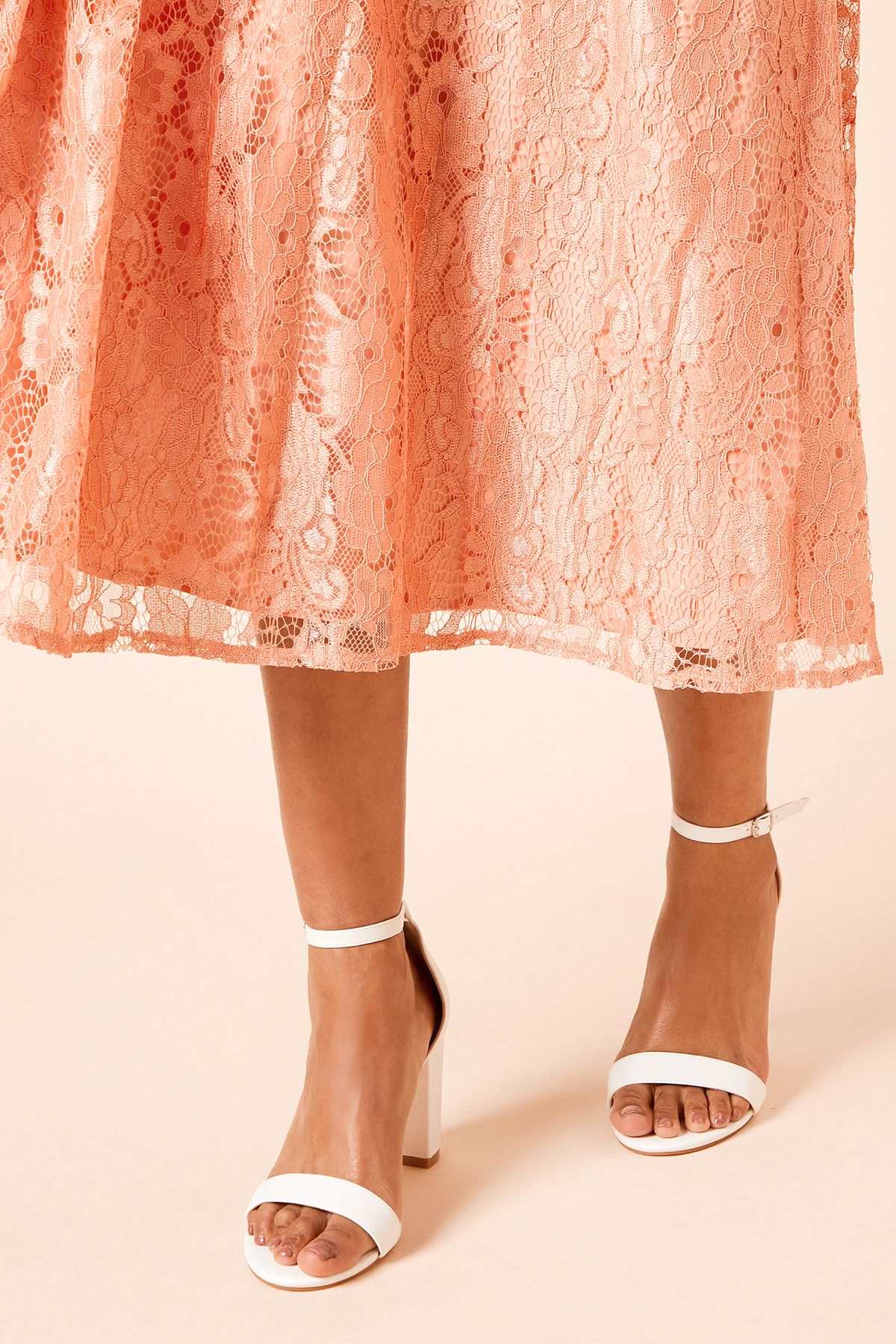 Dorothy Perkins Wide Fit Spark High Block Heel Sandals White image 2