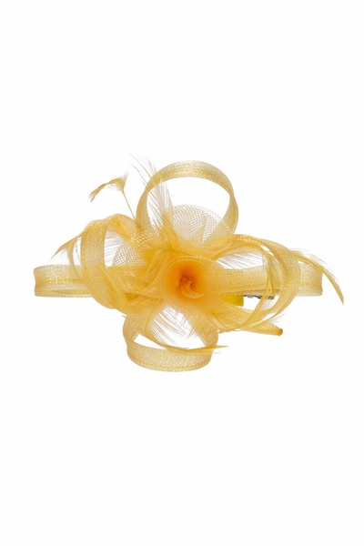 Jon Richard Yellow Small Feather Fascinator Clip
