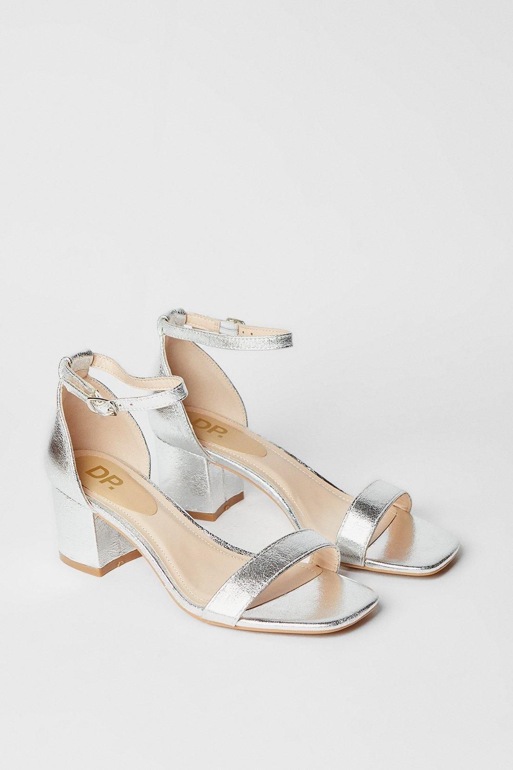 Dorothy Perkins Sammy Barely There Low Block Heel Sandals Silver image 3