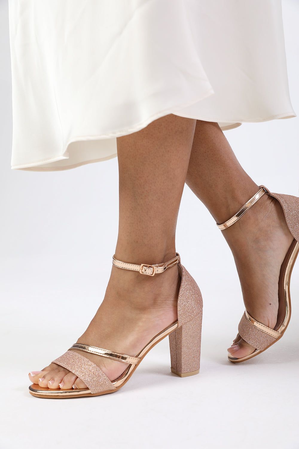 Where's That From 'Abrina' Mid High Block Heel Sandals With Ankle Strap image 1