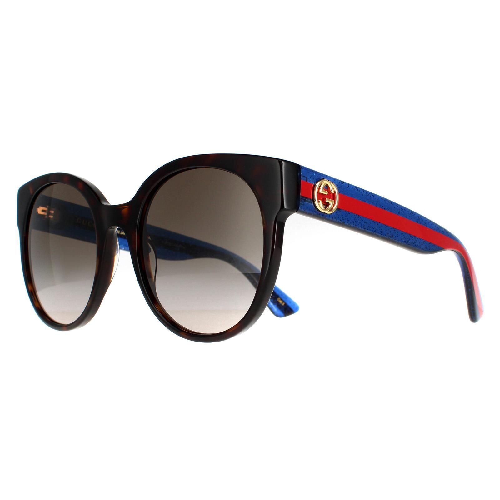Gucci Cat Eye Havana with Blue and Red Brown Gradient GG0035SN Sunglasses image 2
