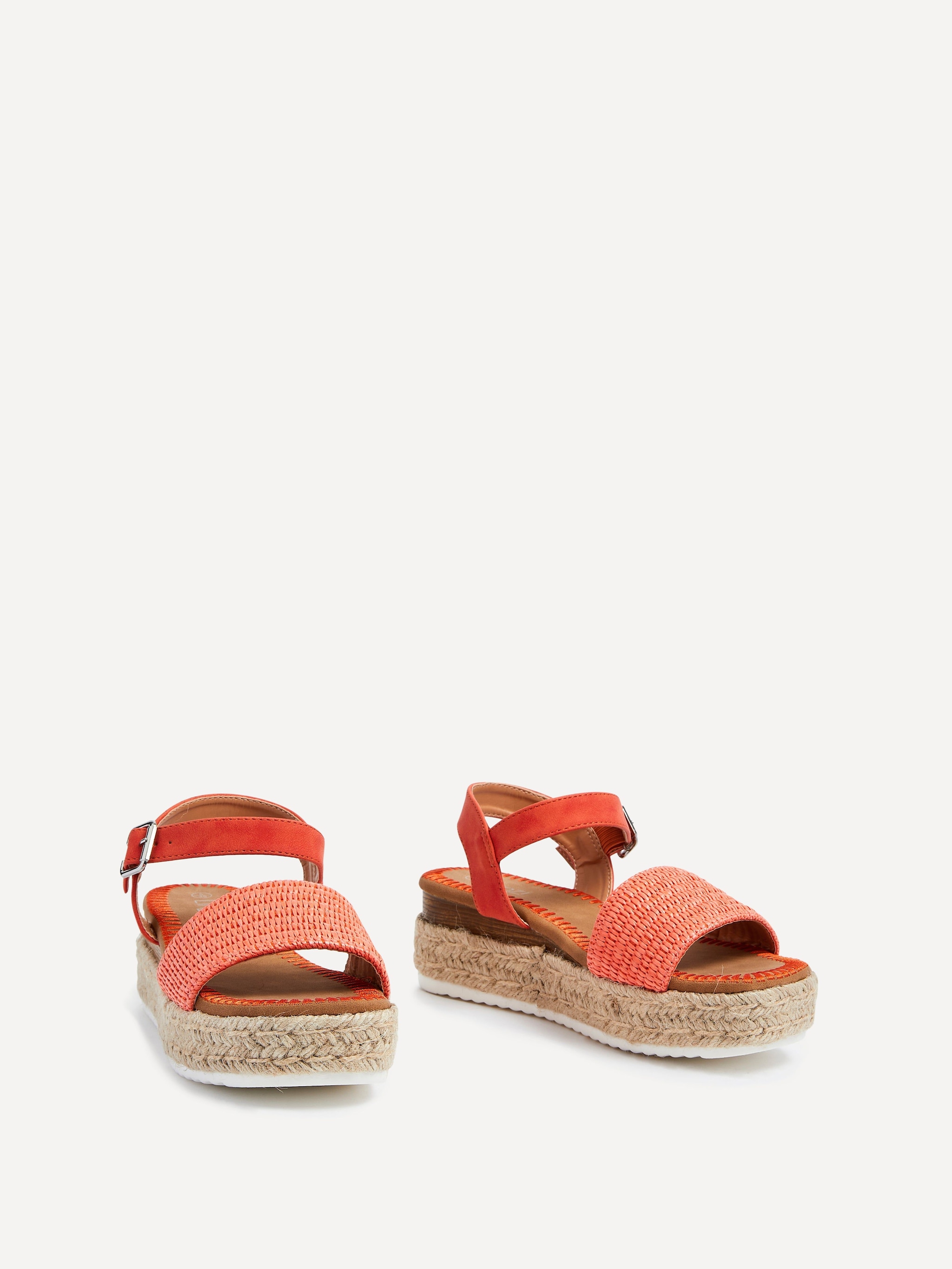 Linzi Panama Orange Raffia Two Part Espadrille Inspired Flatform Sandal image 3