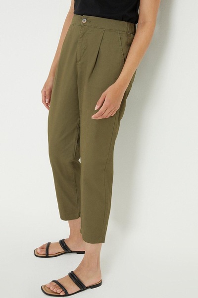 Dorothy Perkins Elastic Back Chino Trousers Khaki