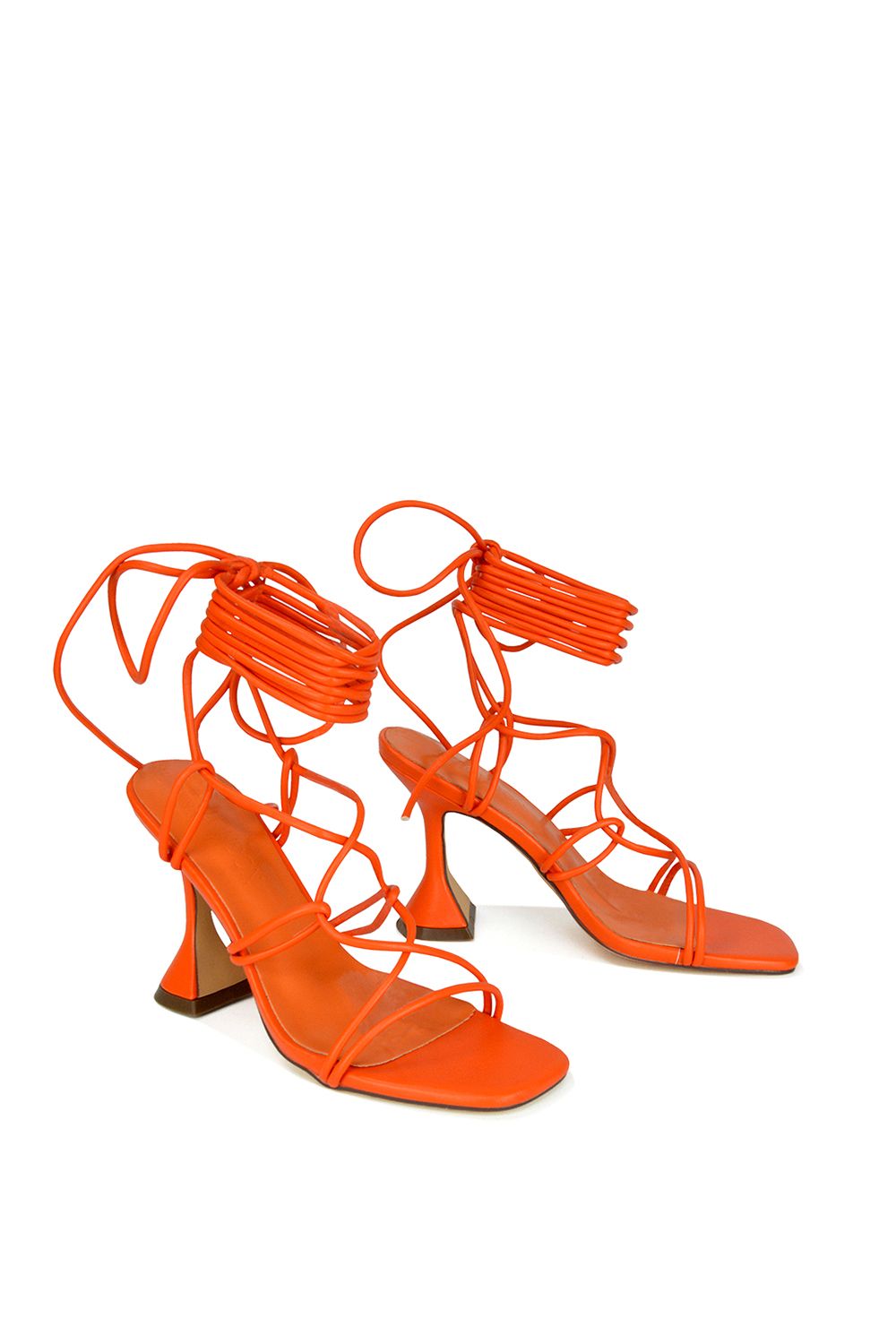 XY London 'Briar' Lace up Square Toe Sculptured Mid High Heels image 4