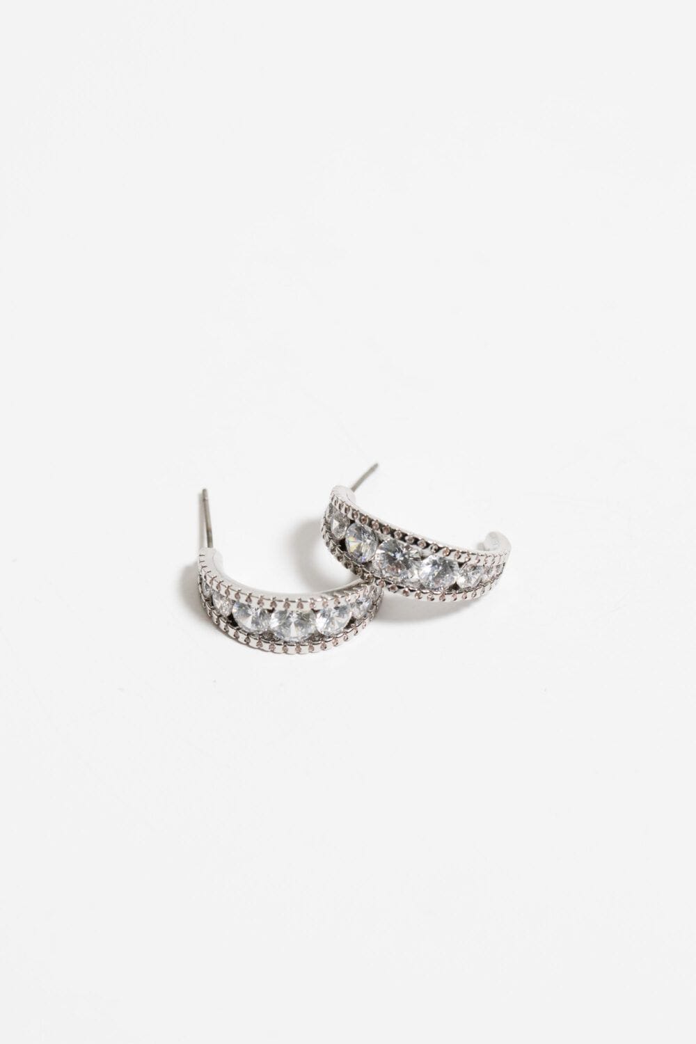 Jon Richard Rhodium Plated Cubic Zirconia Hoop Earrings image 2