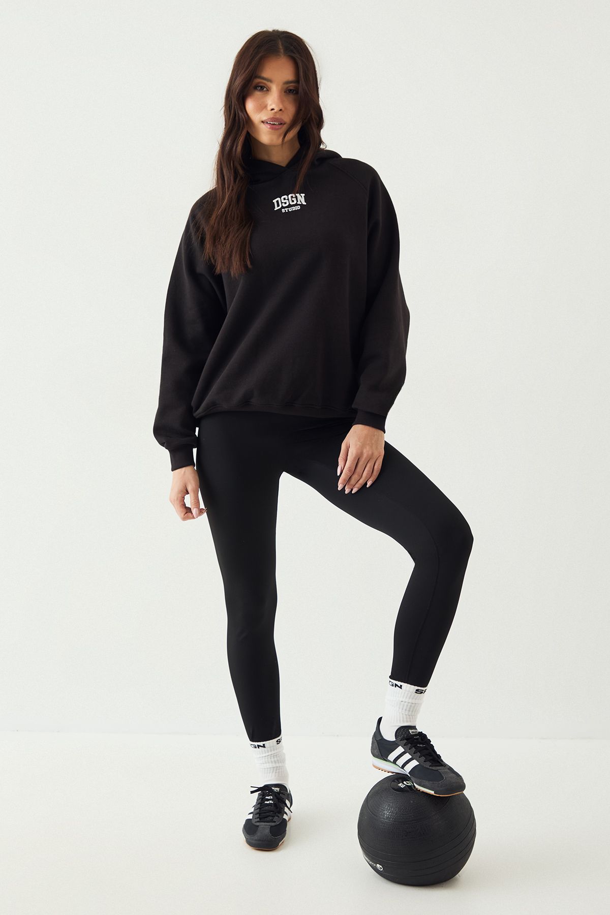 DSGN Studio DSGN Studio Collegiate Embroidered Oversized Hoodie Black image 3