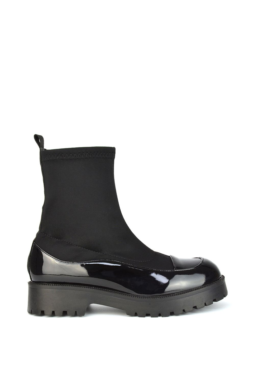 XY London 'Kerry' Sock Ankle Boots Flat Biker Booties image 1