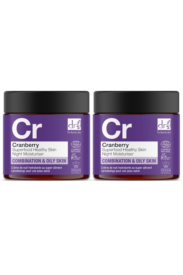 Dr. Botanicals Cranberry Superfood Healthy Skin Night Moisturiser 60ml x 2 Duo Pack