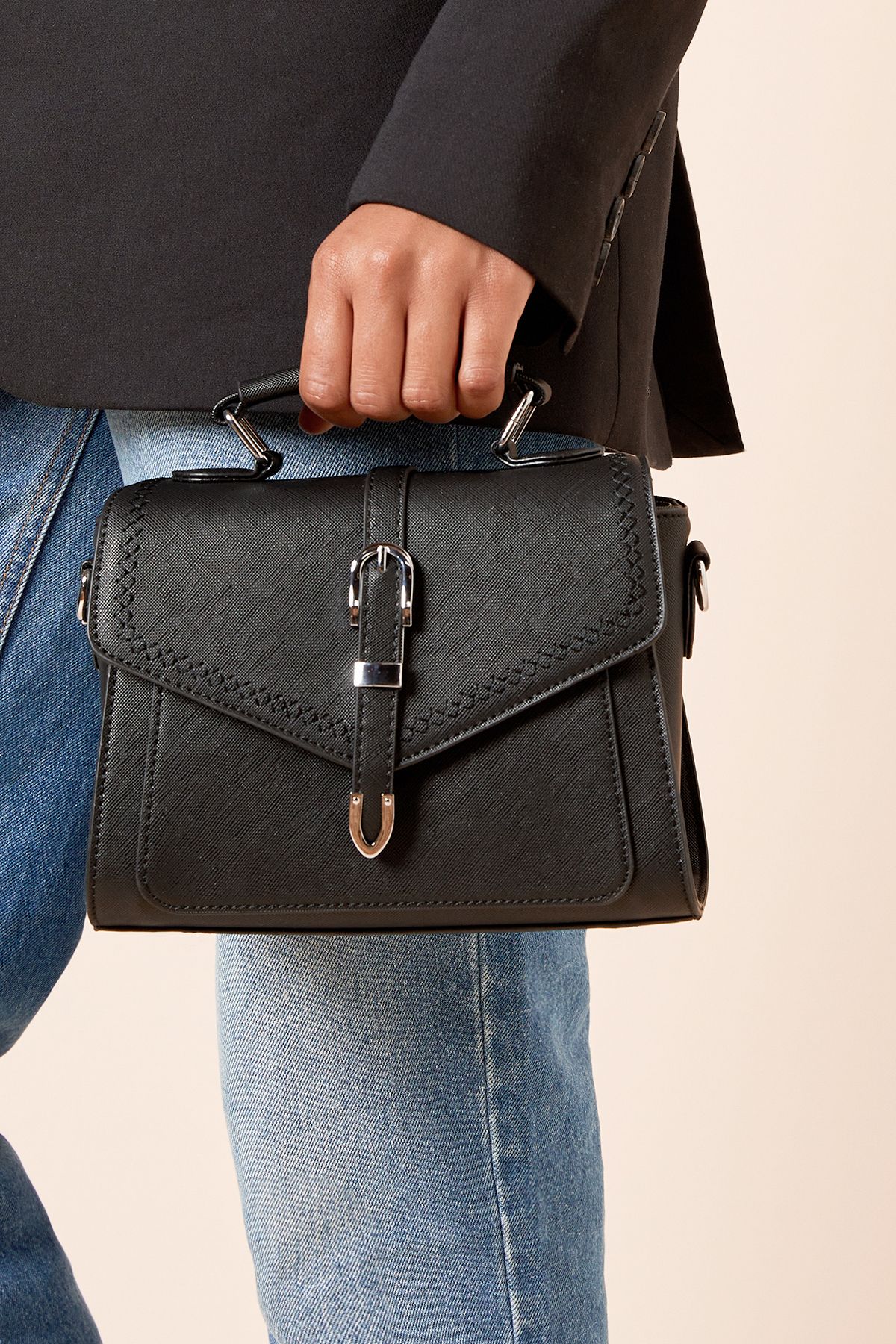 Dorothy Perkins Ivy Crossbody Bag With Buckle Detail Black image 1