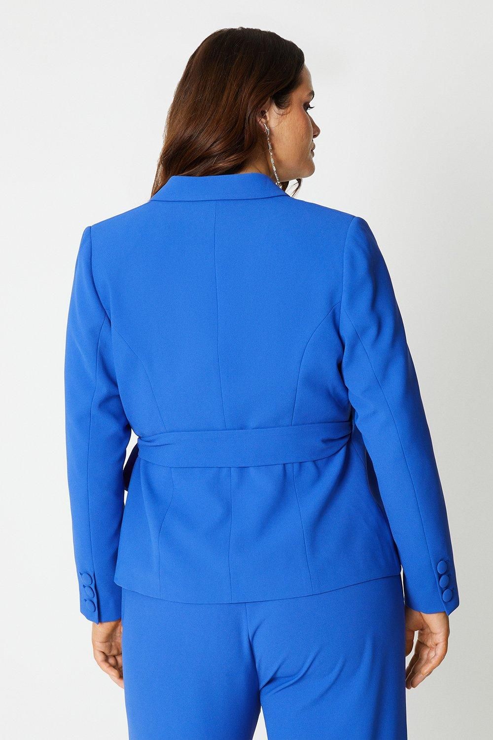 Coast Plus Size Waterfall Drape Wrap Blazer Blue image 3