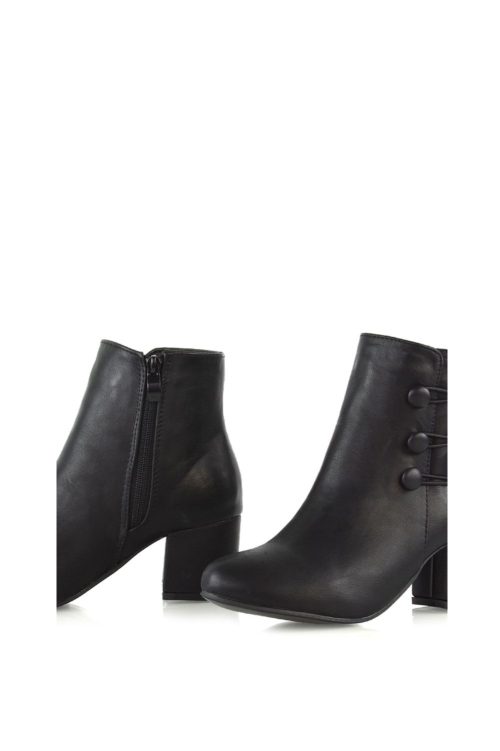 XY London 'Ruth' Low Mid Block Heel Button Tie Ankle Boots With Zip Fastening image 5