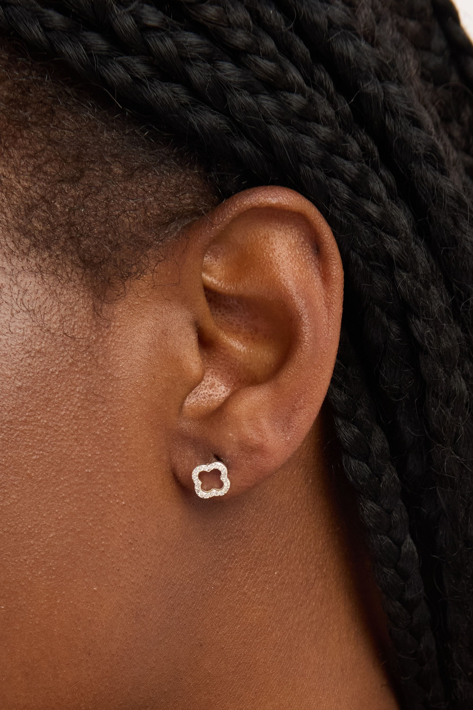 Simply Silver Sterling Silver 925 Cubic Zirconia Open Clover Earrings - Gift Cracker image 3