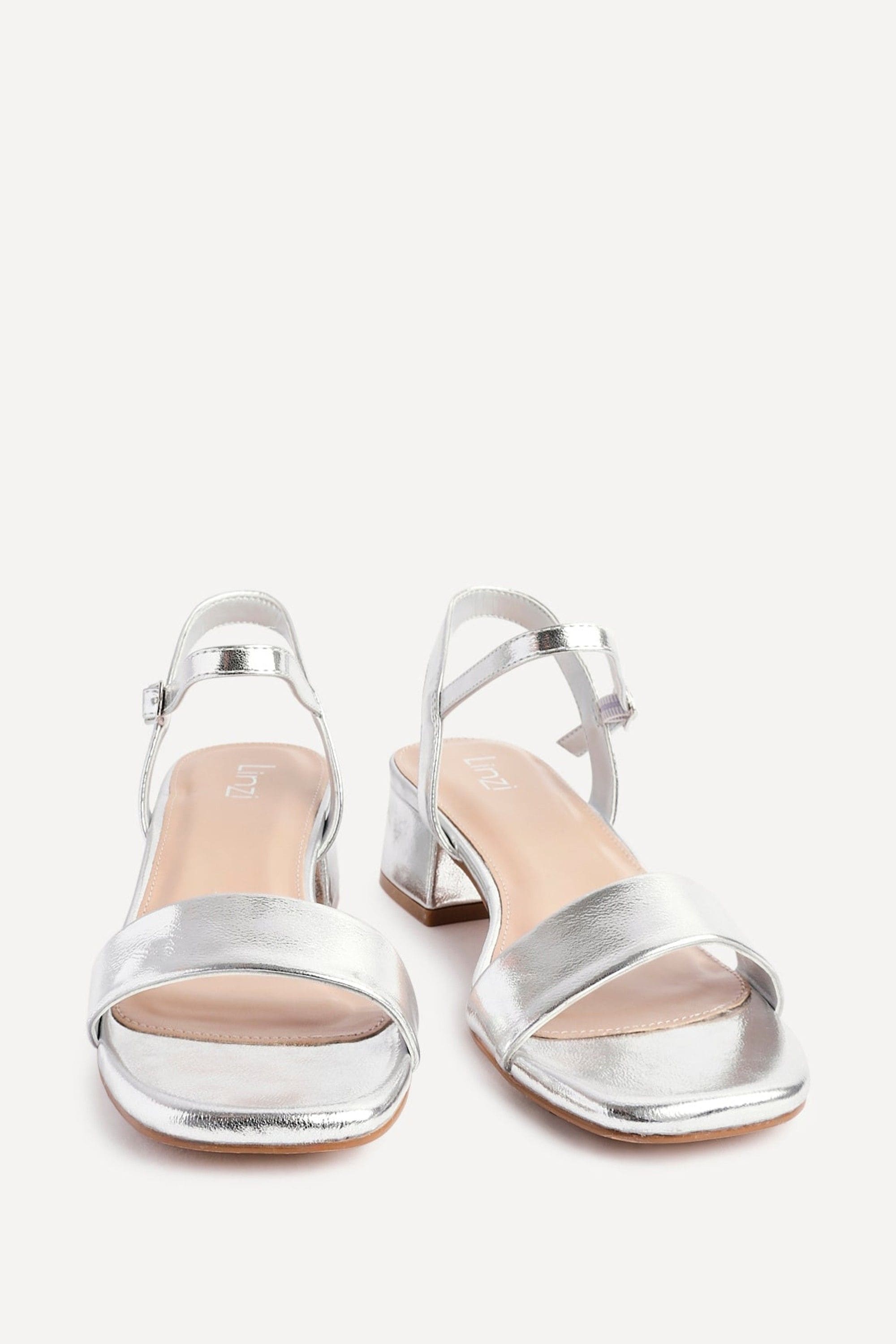 Linzi Tillie Silver Faux Leather Low Blook Heel image 3
