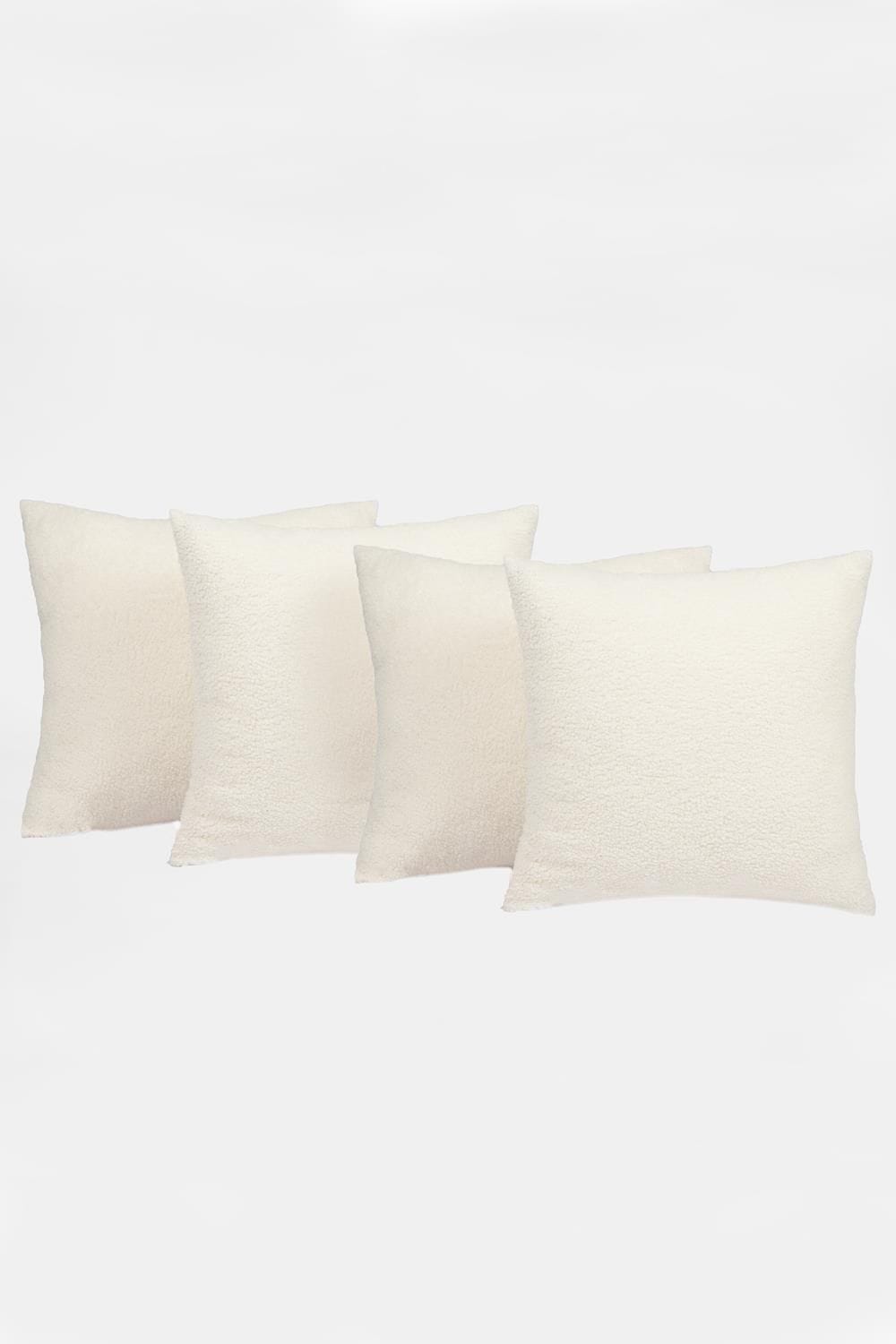 OHS 4 Pack of Boucle Teddy Fleece Cushion Covers image 1