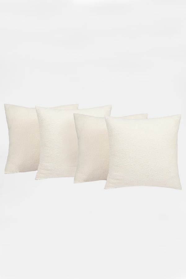 OHS 4 Pack of Boucle Teddy Fleece Cushion Covers
