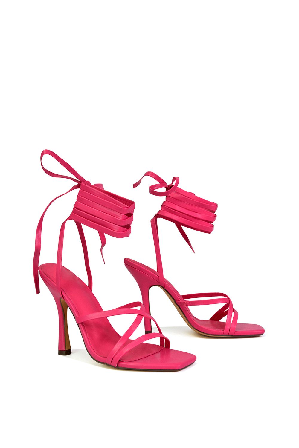 XY London 'Kyra' Lace Up High Heel Stilettos Sandals with Square Toe image 4
