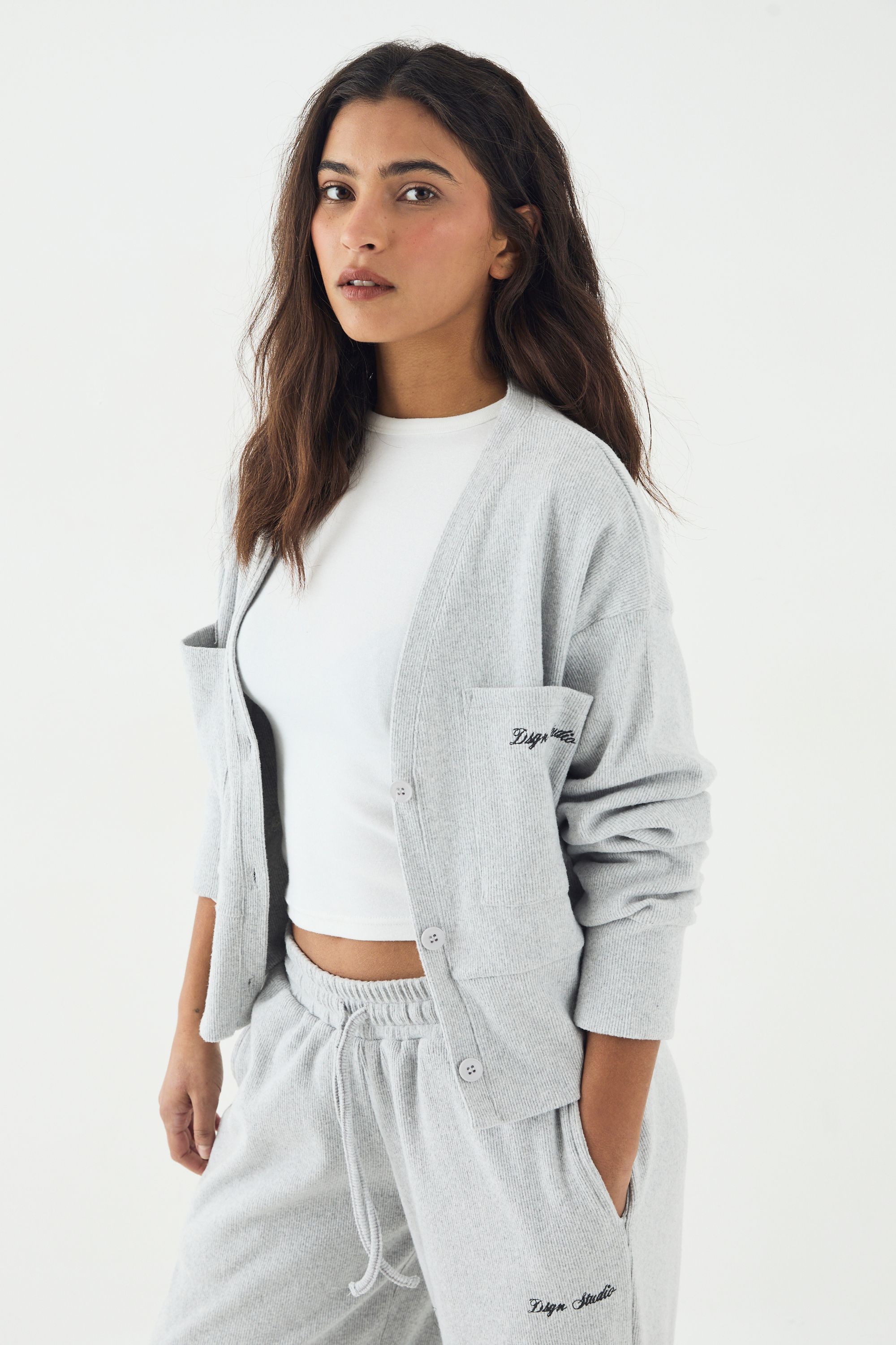 DSGN Studio DSGN Studio Brushed Rib Slouchy Sweatshirt Ash Grey image 1