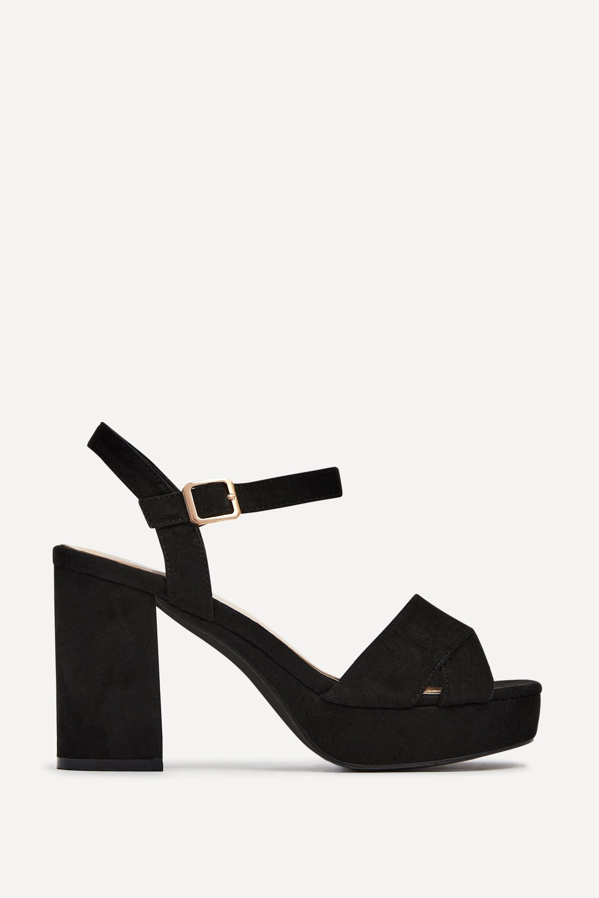 Linzi Verony Black Faux Suede Platform Block Heel image 1