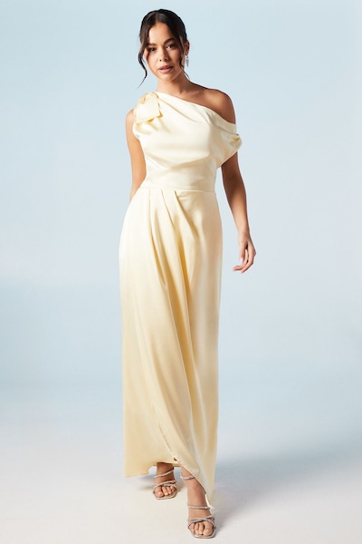 Coast Fallen Shoulder Bow Detail Bridesmaid Maxi Dress Lemon
