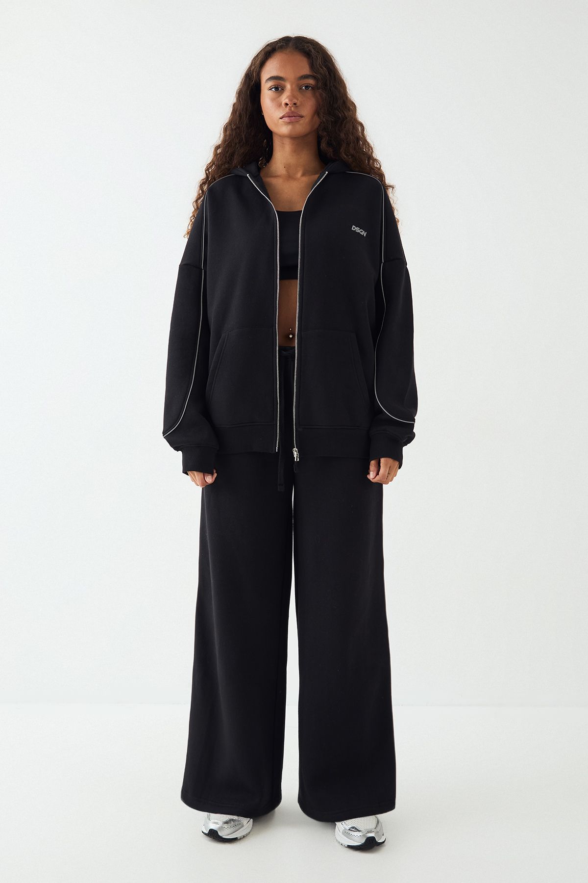 DSGN Studio DSGN Studio Reflective  Zip Through Hoodie Black image 5