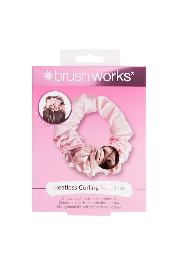 Brushworks Heatless Curling Scrunchie Pink