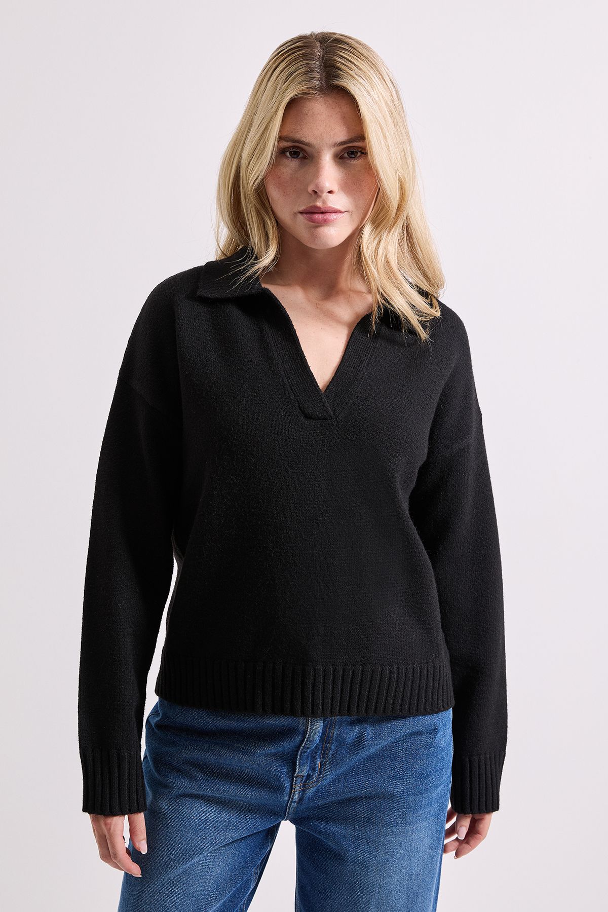 Dorothy Perkins Polo Collared Jumper Black image 1