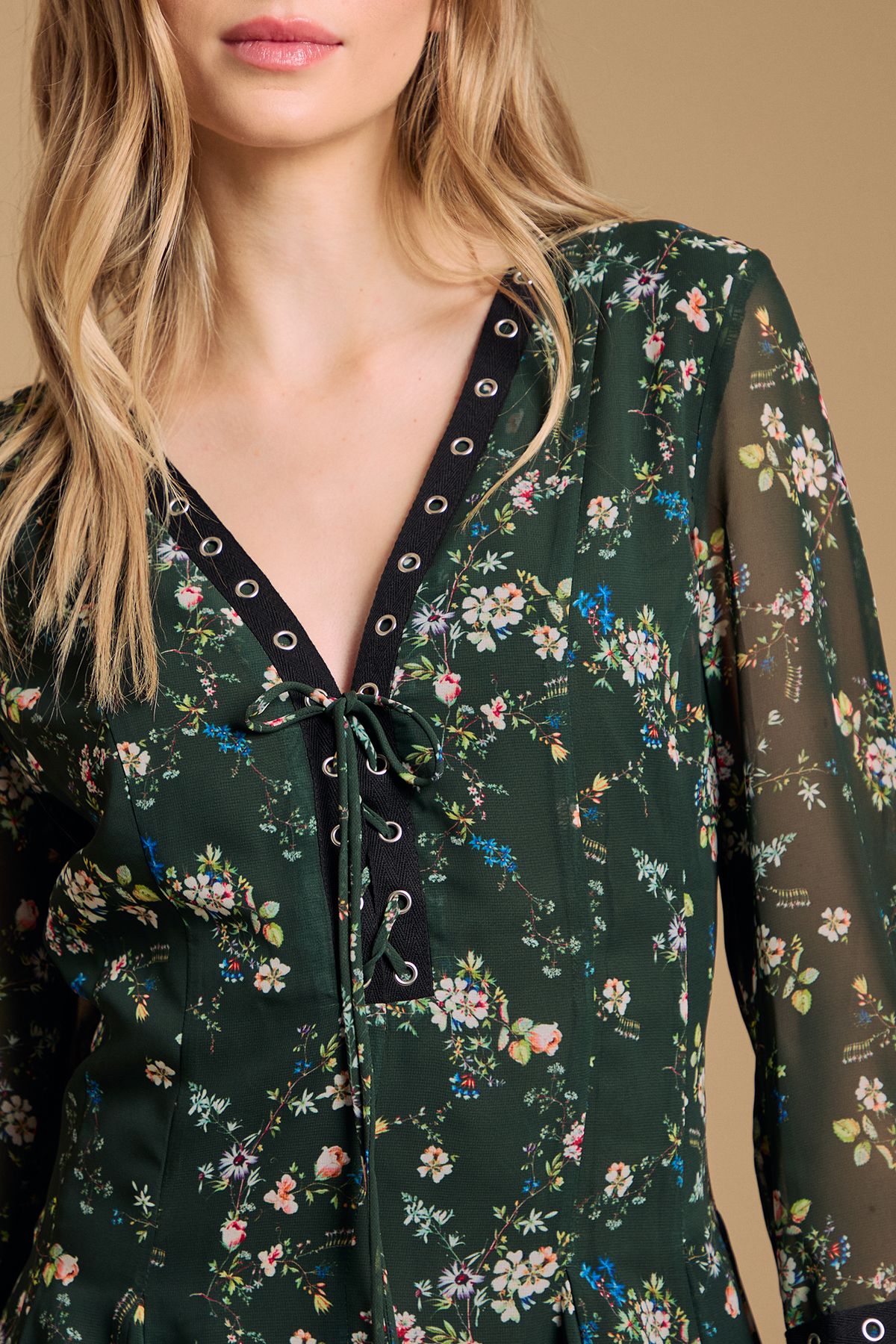 Oasis Flared Gathered Mini Dress Multi image 5