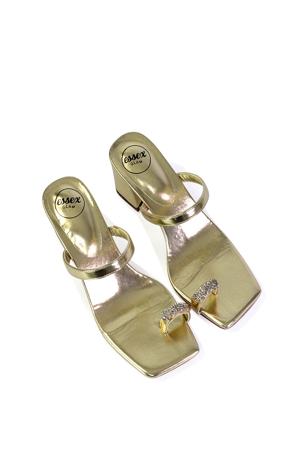 XY London 'Daiquiri' Double Strap Square Toe Ring Block Heel Sandals image 3