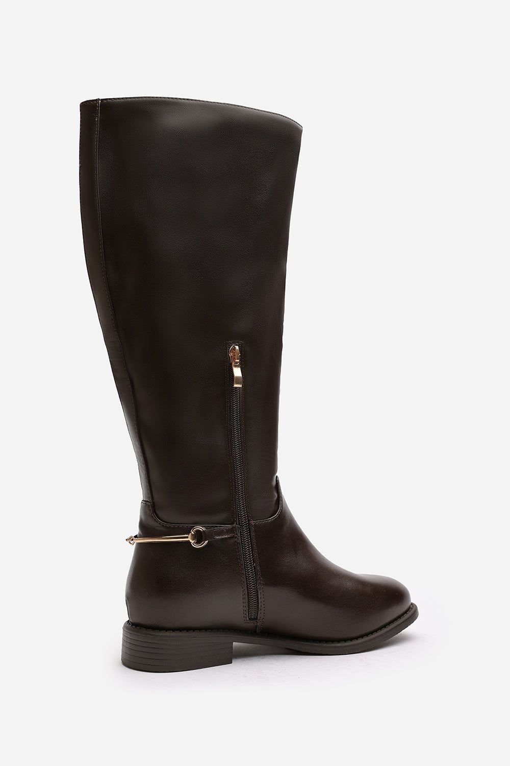 Where's That From 'Nyla' Knee High Boots With Low Flat Heel And Back Buckle Detail image 5
