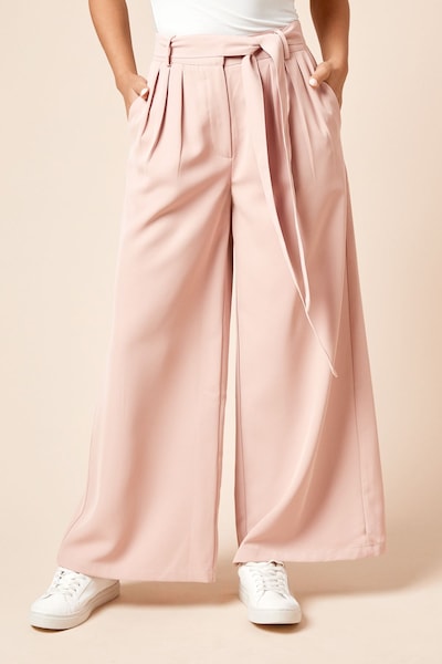 Dorothy Perkins Petite Pleated Belted Wide Leg Trouser Blush