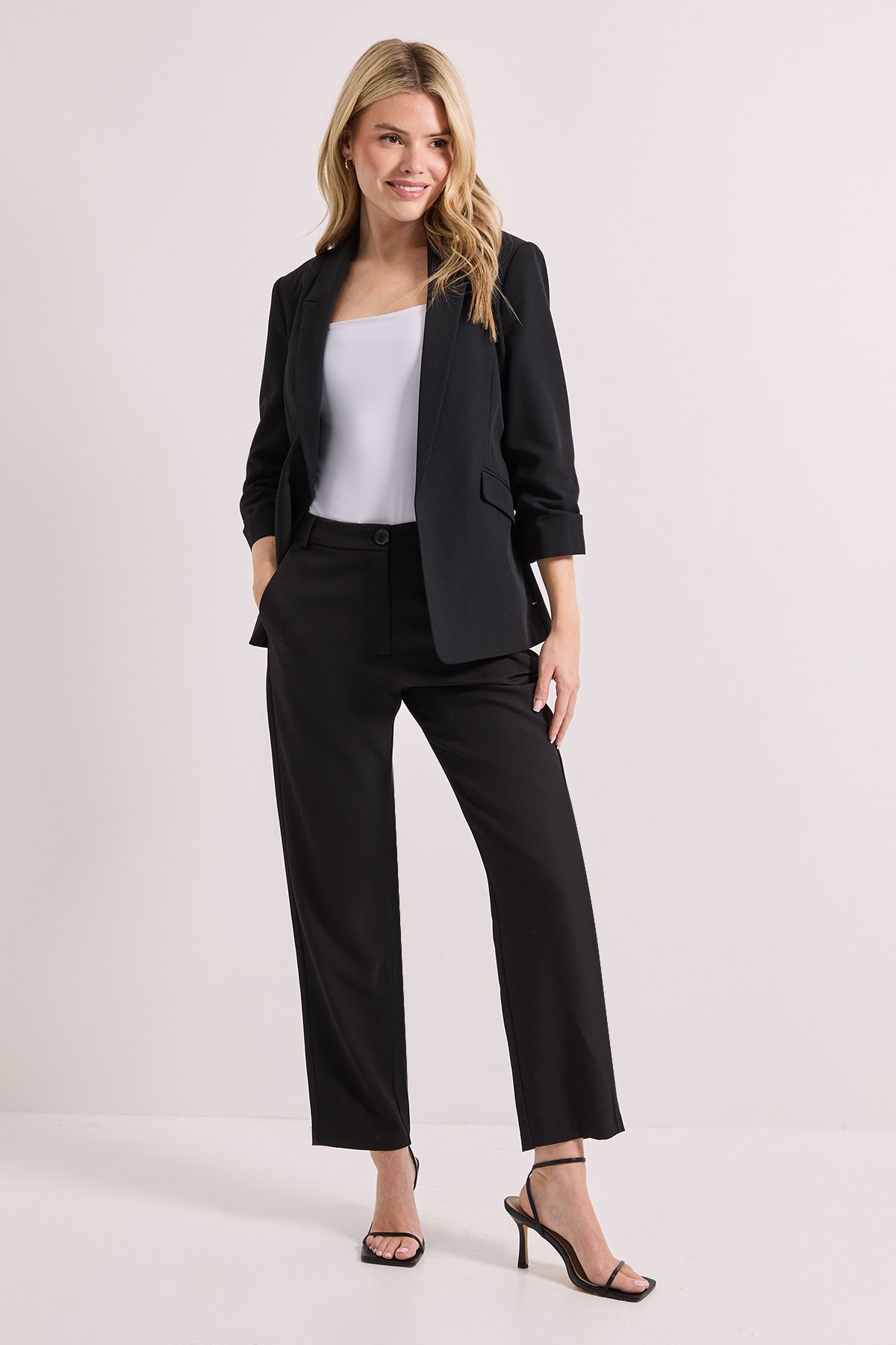 Dorothy Perkins Ruched Sleeve Blazer Black image 2