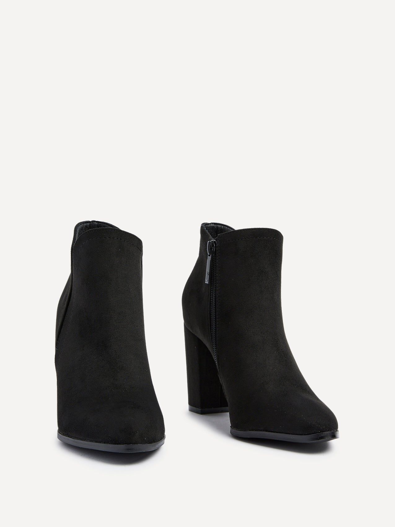 Linzi Freda Black Faux Suede Block Heeled Ankle Boot image 3