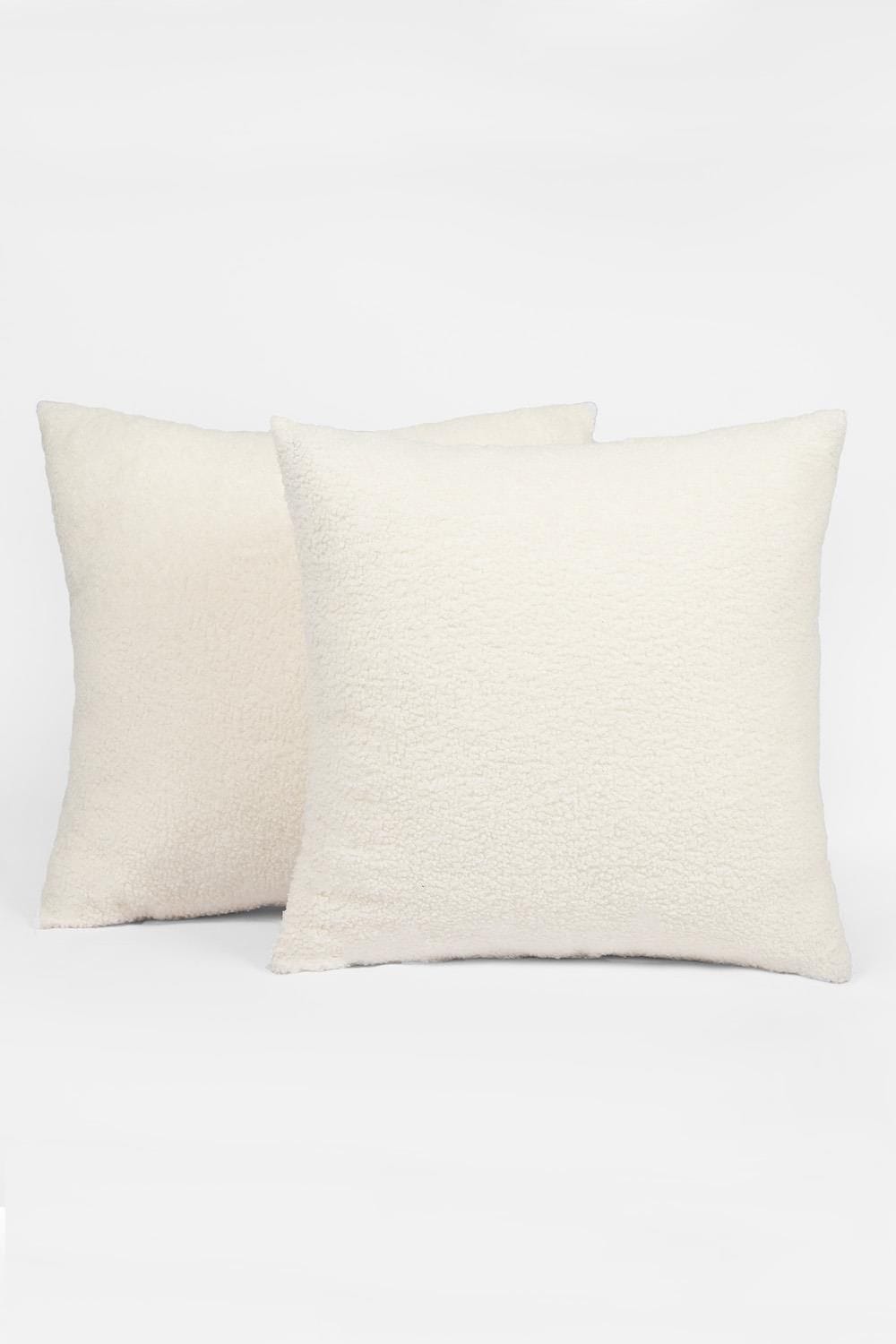 OHS 2 Pack of Boucle Teddy Fleece Cushion Covers image 1
